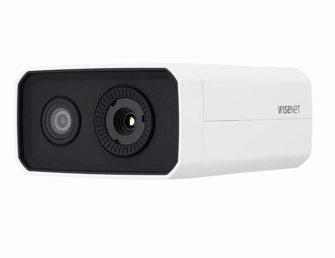 The TNM-3620TDY Wisenet T network indoor body temperature detection camera (uncooled) is a dual sensor camera with QVGA thermal (320x240) & 2MP (1920x1080) visible video outputs. Ideal for monitoring Estimated Body Temperature or use as a thermal radiometric camera with its' built-in 4.7mm fixed lens (50°) (thermal), 4mm fixed lens (87.6°) (visible) & AI Face & temperature detection mode.