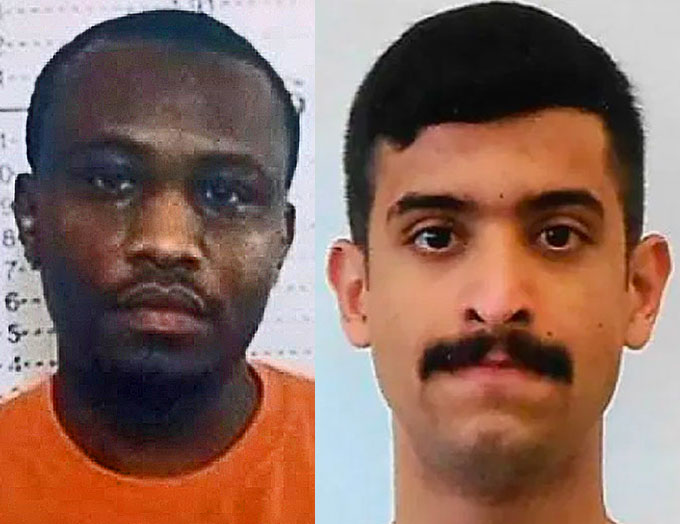 Cholo Abdi Abdullah (at left), a 30 yo Kenyan national, plotted to hijack an aircraft and conduct a 9/11-style attack in the United States. On the morning of December 6, 2019 Mohammed Saeed Alshamrani (at right), killed three men and injured eight others in a terrorist attack at Naval Air Station Pensacola in Pensacola, Florida.