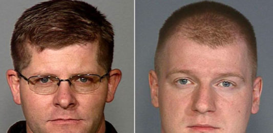 On June 8, 2014, Las Vegas police officers Alyn Beck, 42, and Igor Soldo, 32, were shot at point-blank range and killed in an ambush while on their lunch break at Cicis Pizza by Jerad and Amanda Miller. Afterwards, they covered Officer Beck with a yellow Gadsden flag and a swastika, and pinned a note on his body, which read: "This is the beginning of the revolution." They also stole both officers' handguns and spare ammunition magazines. During the restaurant shooting, the Millers loudly declared to other patrons that it happened to be the start of "a revolution”. The two then fled to a nearby Walmart, where Jerad fired a shot at the ceiling and ordered shoppers to leave. Civilian Joseph Wilcox also died while trying to stop the shooters in a nearby Walmart. (Courtesy of the LVMPD)