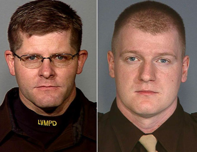 On June 8, 2014, Las Vegas police officers Alyn Beck, 42, and Igor Soldo, 32, were shot at point-blank range and killed in an ambush while on their lunch break at Cicis Pizza by Jerad and Amanda Miller. Afterwards, they covered Officer Beck with a yellow Gadsden flag and a swastika, and pinned a note on his body, which read: 