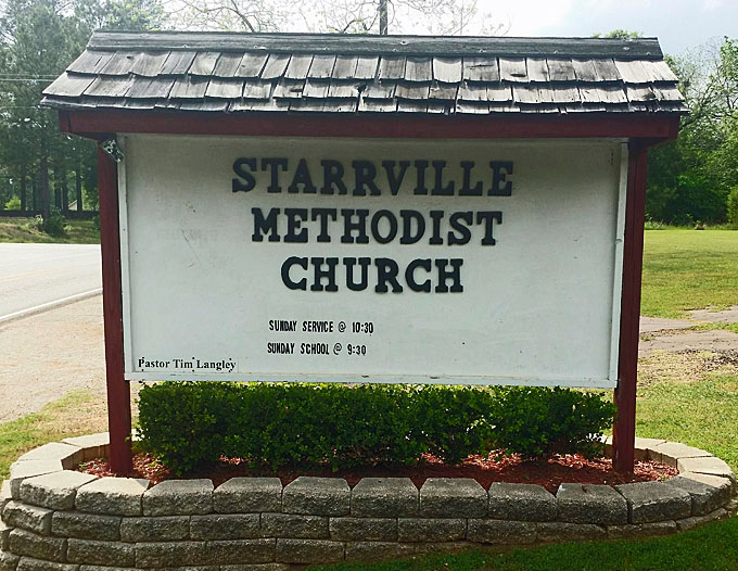 On Sunday morning, the pastor of the Starrville Methodist Church discovered a man in the bathroom holding a bag that belonged to the church. The pastor drew his firearm and ordered the suspect to stop, Smith County Sheriff Larry Smith said. The suspect moved toward the front door, then lunged, disarmed, and fatally shot the pastor. (Courtesy of Facebook)
