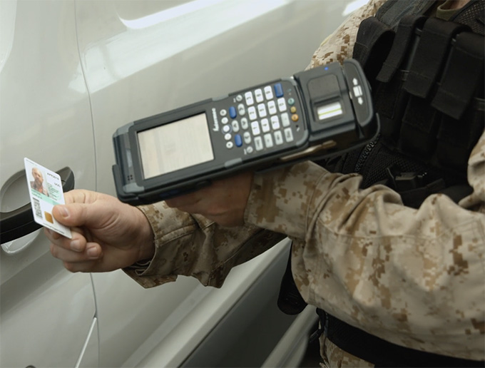 Using the same handheld device as the RAPIDGate® Program, the RAPID-RCx® Program provides the capability to securely scan, read and match these credentials against negative lists at installation perimeter entry control points and/or visitor control centers