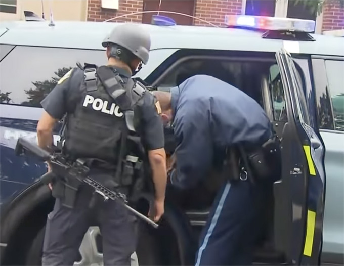 11 heavily armed men who refer to themselves as a militia and state that they adhere to “Moorish Sovereign Ideology” were arrested on Saturday, and have been charged with unlawful possession of firearms and ammunition, among other crimes, according to the Middlesex District Attorney’s Office. (Courtesy of YouTube)
