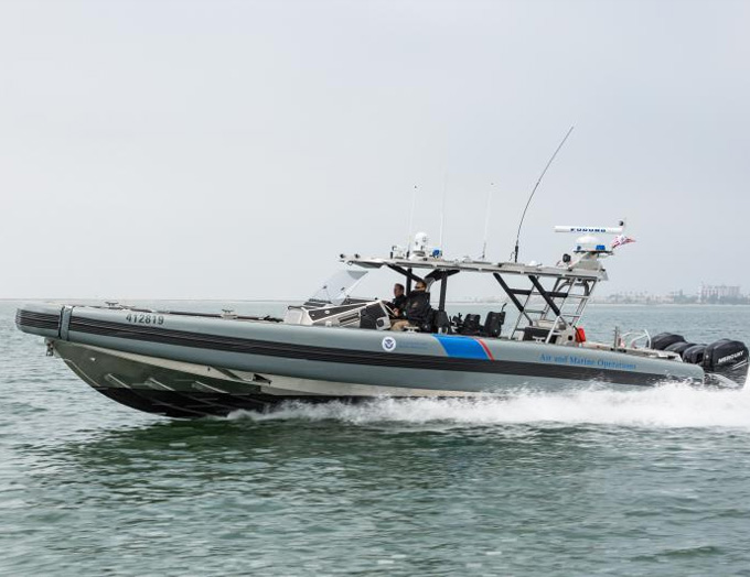 AMO uses the 41’ Coastal Interceptor Vessel in coastal waters to combat maritime smuggling and defend the waterways along our nation’s borders from terrorism. (Courtesy of CBP)