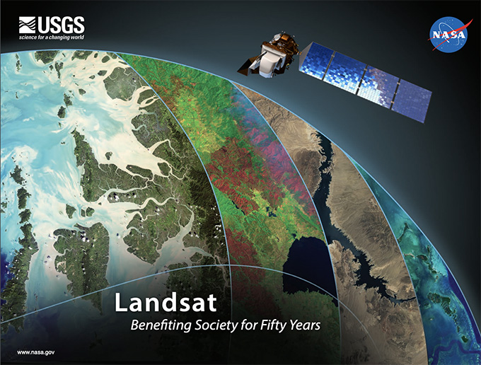 Since 1972, data acquired by the Landsat series of satellites have become integral to land management for both government and the private sector, providing scientists and decision makers with key information about agricultural productivity, ice sheet dynamics, urban growth, forest monitoring, natural resource management, water quality, and supporting disaster response. (Courtesy of NASA)