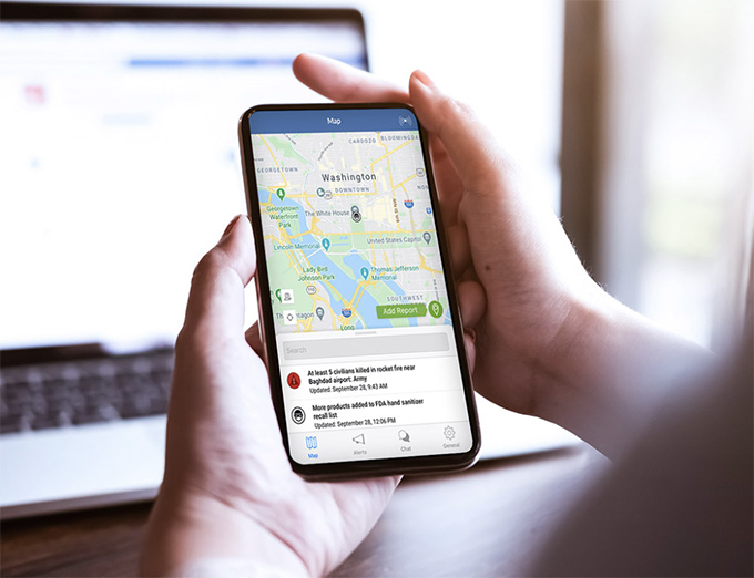Maximizes Use of Mobile Devices Receive risk intelligence alerts targeted to your current location while on the move. Mobile location information for employees can be displayed on the dashboard, showing who’s in harm’s way during a critical event.