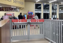 One San Francisco Safeway has added metal gates and barricades to its checkout lines to try to prevent theft. The automatic gates are part of 'long-planned security improvements' according to the company. (Courtesy of YouTube)