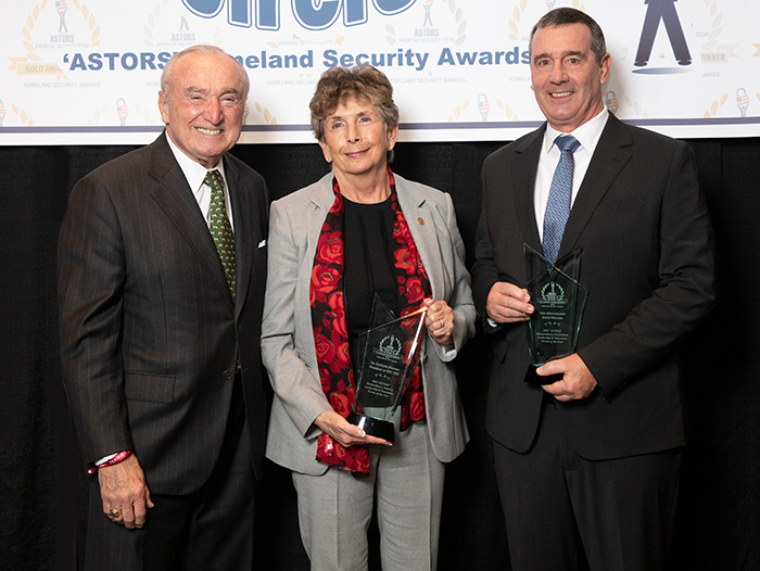 Commissioner Bill Bratton honored at 2021 'ASTORS' Awards Luncheon with Dr. Kathleen Kiernan, President of NEC National Security Solutions and TSA Administrator David Pekoske