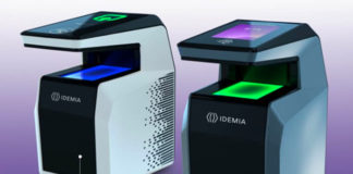 With IDEMIA's New MorphoWave™ SP and XP contactless fingerprint terminals, users can simply wave their hands in a quick and easy gesture to have their four fingerprints 3D-scanned and verified in less than one second. (Courtesy of IDEMIA)