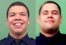 Officer Jason Rivera (at left), 22, who joined the NYPD a little over a year ago was shot and killed Friday night, and his partner Officer Wilbert Mora, 27, who joined in 2018, is in critical condition. (Courtesy of the NYPD)