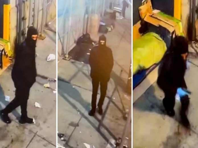 Images show an alleged serial shooter firing bullets and killing a sleeping homeless man outside 148 Lafayette Street in Manhattan.(Courtesy of NYPD Deputy Commissioner, Public Information (DCPI)