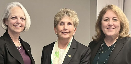 In 2022, Lipstick Mafia founder and President of NEC National Security Systems (center), welcomed LTG (Ret) Karen Gibson, the Sergeant at Arms and Doorkeeper at the U.S. Senate (at left), and Deputy Assistant Secretary Annette Redmond for Intelligence Policy and Coordination at the U.S. Department of State (at right), for an evening of community building and mentorship connections.