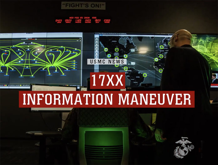 The 17XX IM OCCFLD provides the Marine Corps with a deliberate, professionalized, and sustainable workforce enabling the Marine Corps to integrate information related capabilities, operationalizing information as the Marine Corps seventh warfighting function. (Courtesy of USMC News and YouTube)
