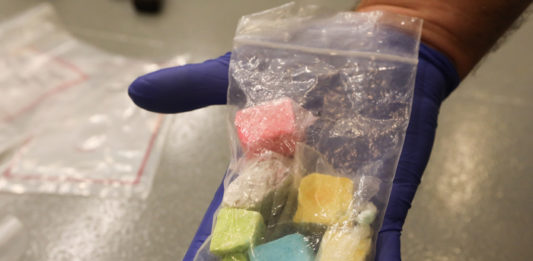 Law enforcement professionals are increasingly concerned about rainbow fentanyl getting into the hands of young adults or children, who can mistake the drug for something else, such as candy or a toy, or those who may be willing to try the drug due to its playful coloring. (Courtesy of the Multnomah County Sheriff's Office)