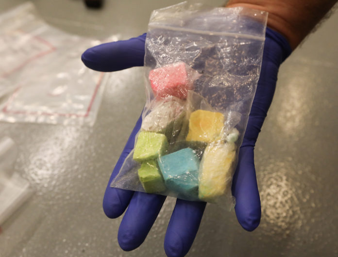 Law enforcement professionals are increasingly concerned about rainbow fentanyl getting into the hands of young adults or children, who can mistake the drug for something else, such as candy or a toy, or those who may be willing to try the drug due to its playful coloring. (Courtesy of the Multnomah County Sheriff's Office)