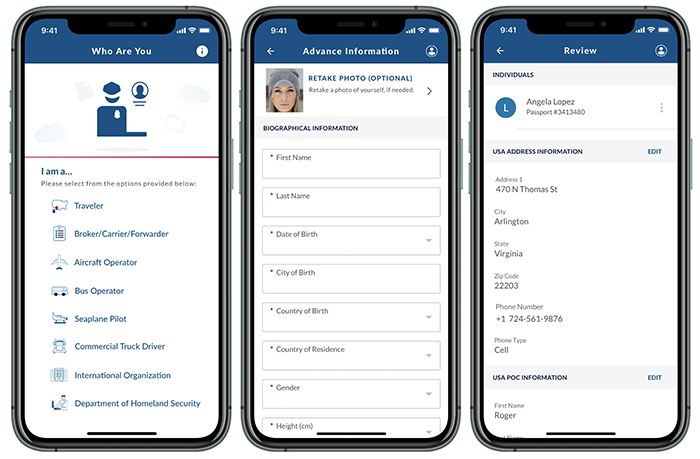 Travelers should download the free CBP One™ app on their web-enabled smart device. Note that a free login.gov account is required to use CBP One™. After opening the CBP One™ app, tap “Sign In with Login.gov.” (Courtesy of CBP)