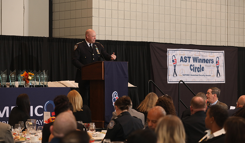 New York City Police Department (NYPD) Chief of Department Kenneth Corey, speaking to attendees at the 2022 'ASTORS' Homeland Security Awards Program in New York City.