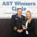 Accepting the award for Chief Richard Blatus at the 2022 'ASTORS' Awards Ceremony and Banquet Luncheon, Deputy Assistant Chief of Department Joseph Jardin, FDNY.