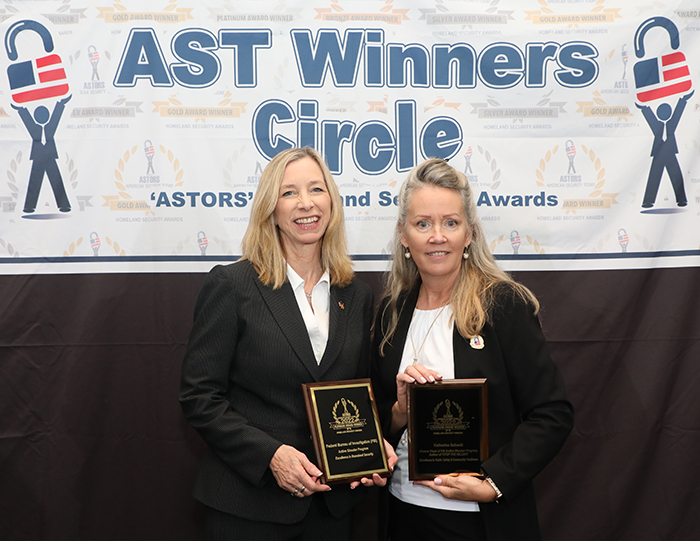 Katherine Schweit, Retired FBI Special Agent, former head of the FBI’s Active Shooter Program, and author of ‘STOP THE KILLING: How to End the Mass Shooting Crisis‘ accepts her 2022 'ASTORS' Award for Excellence in Public Safety & Community Resilience.