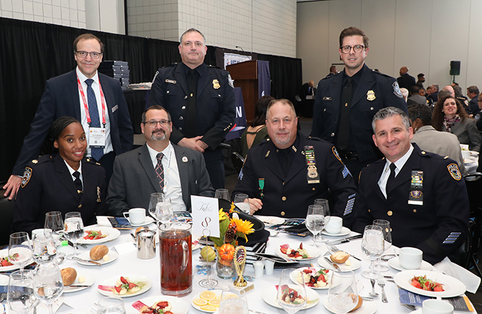 Deputy Inspector Lashonda Dyce (at far left) and other NYPD Officers, shown here with 2022 'ASTORS' Leadership & Innovation Award Winner and Returning ‘ASTORS’ Awards Sponsor Automatic Systems America’s David Enderle, General Director, and Michael Stoll, Regional Sales Manager, at the 2022 'ASTORS' Awards Ceremony.