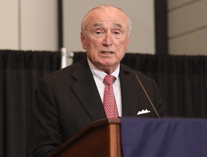 FirstNet must operate in accordance with its Congressional mandate, and without undue influence from commercial interests, explains Commissioner Bratton, Former NYPD and LAPD Police Commissioner, Vice Chairman of the Secretary of Homeland Security’s Advisory Council. Commissioner Bratton shown here addressing attendees at the 2022 'ASTORS' Homeland Security Awards Ceremony and Banquet Luncheon in New York City.