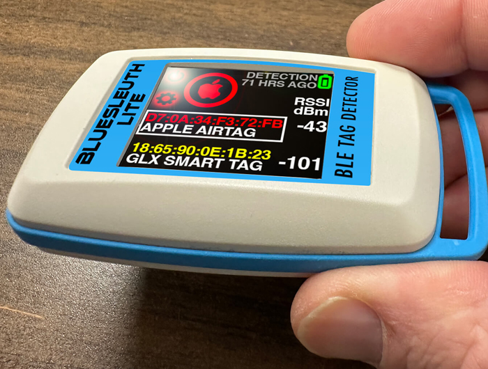 Instantly detect hidden AirTags and any personal BLE tags and devices used for stalking and illegal tracking, with BlueSleuth-Lite. (Courtesy of Berkeley Varitronics Systems, Inc.)