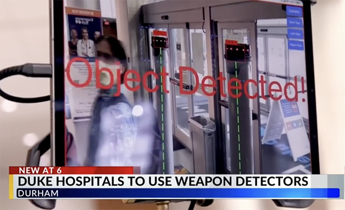 Duke Health Hospitals are also using Athena Weapons Detection Systems to safeguard their Patients, Staff and Visitors. (Courtesy of YouTube)