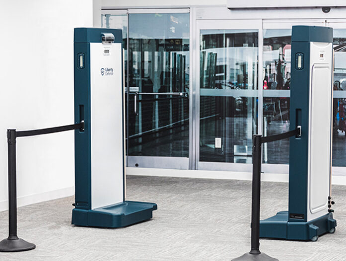The HEXWAVE product from Liberty Defense screens for all types of concealed weapons and other threats using 3D imaging and Artificial Intelligence for enhanced security to process people quickly and effectively, in all types of venues both indoor and outdoor.