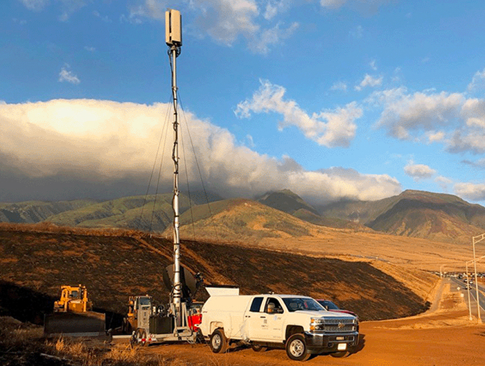 FirstNet SatCOLT (Satellite Cell on Light Truck) in Lahaina, Maui. (Courtesy of FirstNet by AT&T)