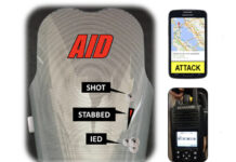 When an officer is shot, a quick and precise reaction is critical for saving his/her life and often for obtaining help to eliminate the threat. Automatic Injury Detection (AID) is made of a thin, flexible sensor panel that helps save lives by sending an automated text message and email for help whenever the sensor has been pierced – from a bullet, knife, shrapnel, or other object. (Courtesy of Select Engineering Services)