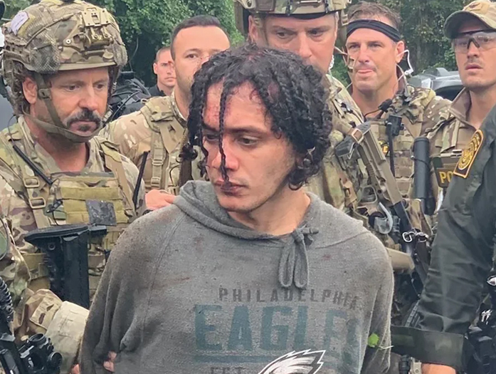 Escaped inmate Danilo Cavalcante is shown after being captured on Wednesday. Cavalcante. About 500 law enforcement officers – including members of the Pennsylvania State Police, the Bureau of Alcohol, Tobacco, Firearms and Explosives (ATF), which are being Honored in the 2023 ‘ASTORS’ Homeland Security Awards Program, the FBI (which was Recognized in the 2022 ‘ASTORS’ Awards,) and the U.S. Marshals (who were Honored in the 2019 ‘ASTORS’) had set up a perimeter in South Coventry Township this week to search for Cavalcante from the ground and the air. (Courtesy of the US Marshals Service Philadelphia)